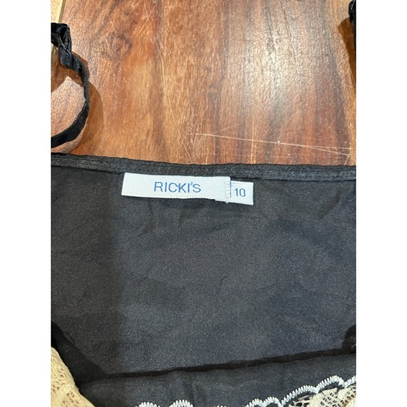 vintage Rickis satin camisole ivory lace beading side zipper size 10 coquette - Picture 7 of 11